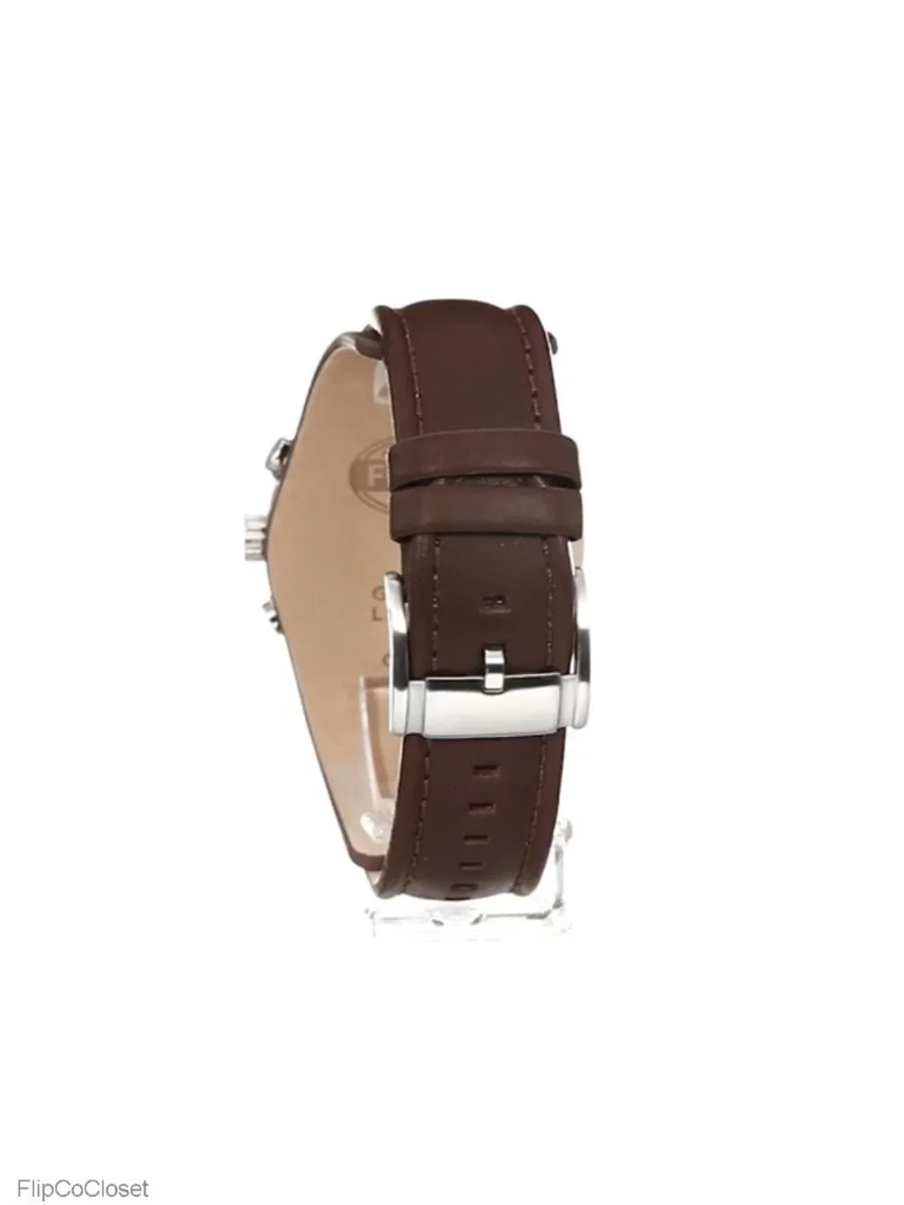 Men's Quartz Chronograph Leather Watch 44mm Stainless Steel